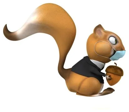 Fun 3D cartoon squirrel with a mask Stock Illustration