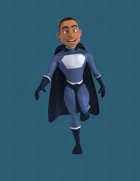 Fun 3D cartoon superhero dancing Stock Illustration