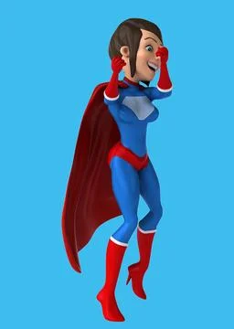 Fun 3D cartoon superhero dancing Stock Illustration
