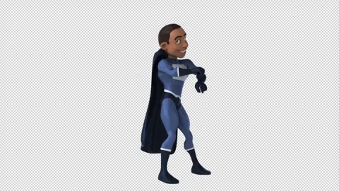 Fun 3D cartoon superhero doing a fit dance (with alpha channel) Stock Footage 345567099