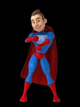 Fun 3D cartoon superhero doing a fit dance Stock Illustration
