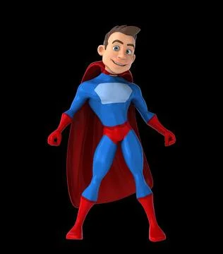 Fun 3D cartoon superhero doing a fit dance Illustrazione stock