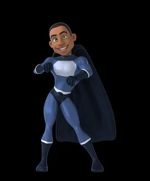 Fun 3D cartoon superhero doing a fit dance Stock Illustration