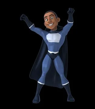 Fun 3D cartoon superhero doing a fit dance Illustrazione stock