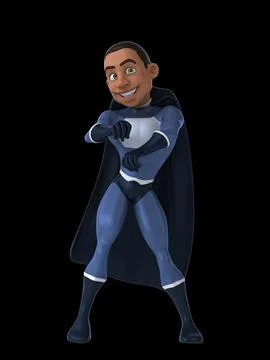 Fun 3D cartoon superhero doing a fit dance Stock Illustration
