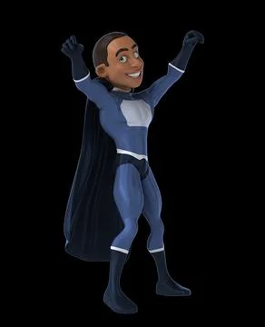 Fun 3D cartoon superhero doing a fit dance Illustrazione stock