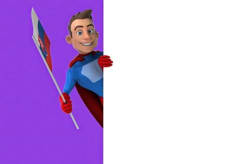 Fun 3D cartoon superhero with the flag from Slovekia, alpha channel included Illustrazione stock