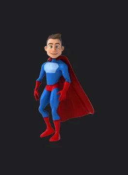 Fun 3D cartoon superhero talking (with alpha channel) Illustrazione stock