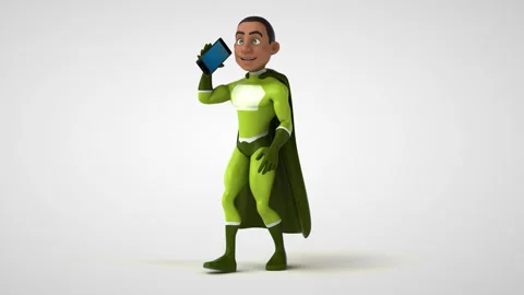 Fun 3D cartoon superhero walking Stock Footage 132195869