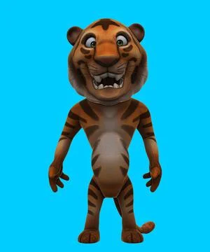 Fun 3D cartoon tiger Stock Photos