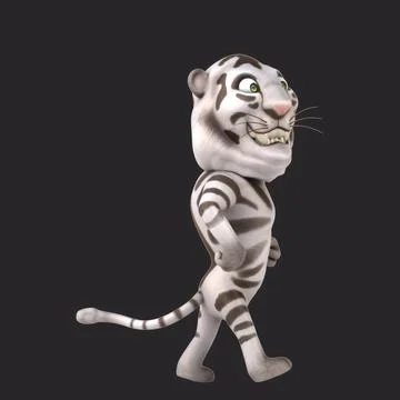 Fun 3D cartoon tiger walking (with alpha channel) Illustrazione stock