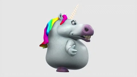 Fun 3D cartoon unicorn talking (with alp... | Stock Video | Pond5