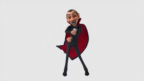 Fun 3D cartoon vampire doing a fit dance (with alpha channel) Stock Footage 345567136