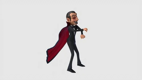 Fun 3D cartoon vampire doing a fit dance (with alpha channel) Stock Footage 345567145