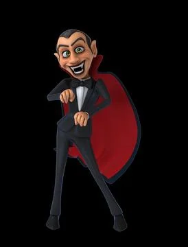 Fun 3D cartoon vampire doing a fit dance Stock Illustration