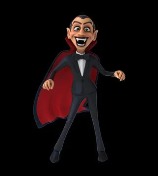 Fun 3D cartoon vampire doing a fit dance Stock Illustration