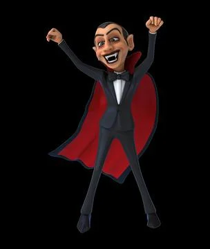 Fun 3D cartoon vampire doing a fit dance Stock Illustration