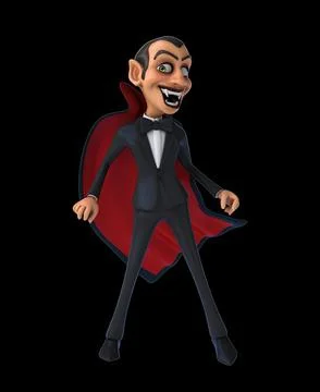 Fun 3D cartoon vampire doing a fit dance Stock Illustration