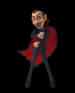 Fun 3D cartoon vampire doing a fit dance Illustrazione stock