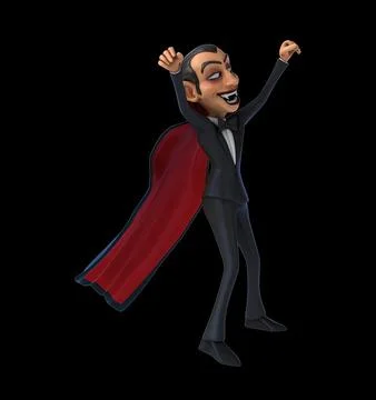 Fun 3D cartoon vampire doing a fit dance Illustrazione stock