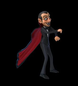 Fun 3D cartoon vampire doing a fit dance Stock Illustration