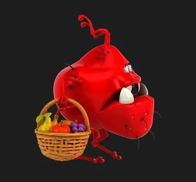 Fun 3D cartoon virus with fruits Stock Illustration