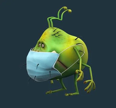 Fun 3D cartoon virus Stock Illustration