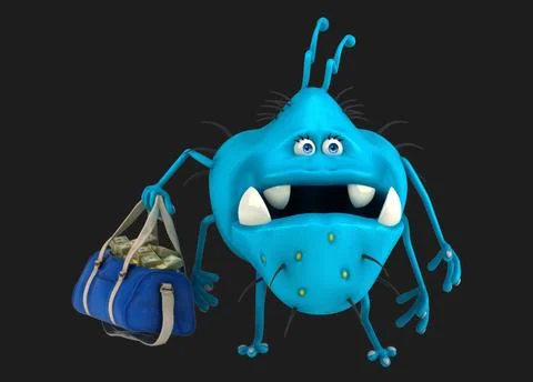 Fun 3D cartoon virus with money Stock Illustration