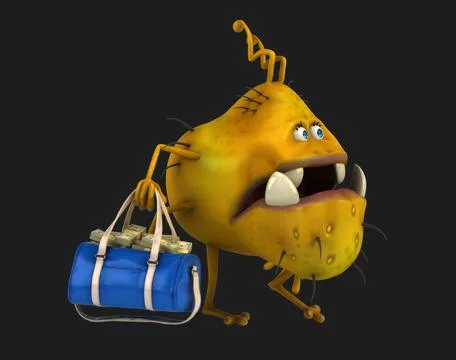 Fun 3D cartoon virus with money Stock Illustration