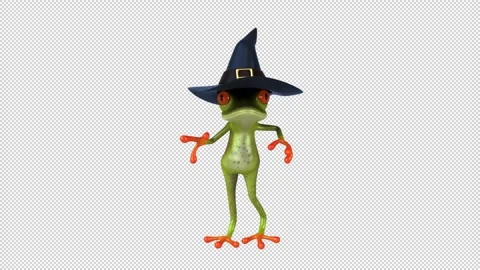 Fun 3D cartoon witch frog dancing (with alpha channel) Stock Footage 316582955