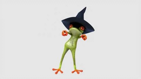 Fun 3D cartoon witch frog dancing (with alpha channel) Stock Footage 316583006