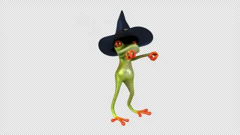 Fun 3D cartoon witch frog dancing (with alpha channel) Stock Footage 316583014