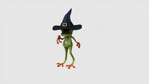 Fun 3D cartoon witch frog dancing (with alpha channel) Stock Footage 316583257