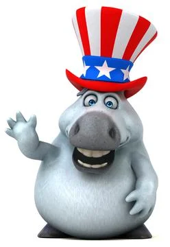 Fun 3D cartoon zebra with an uncle sam hat Stock Photos