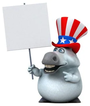 Fun 3D cartoon zebra with an uncle sam hat Stock Photos