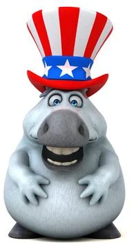 Fun 3D cartoon zebra with an uncle sam hat Stock Photos