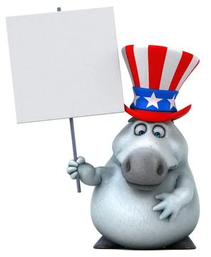 Fun 3D cartoon zebra with an uncle sam hat Stock Photos