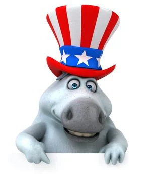 Fun 3D cartoon zebra with an uncle sam hat Stock Photos