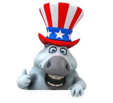 Fun 3D cartoon zebra with an uncle sam hat Stock Photos