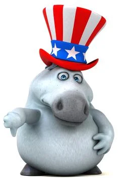 Fun 3D cartoon zebra with an uncle sam hat Stock Photos