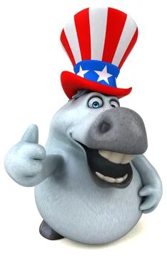 Fun 3D cartoon zebra with an uncle sam hat Stock Photos