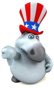 Fun 3D cartoon zebra with an uncle sam hat Stock Photos