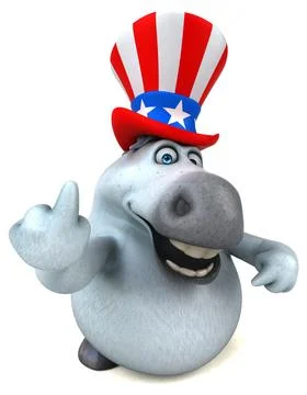 Fun 3D cartoon zebra with an uncle sam hat Stock Photos