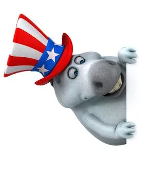 Fun 3D cartoon zebra with an uncle sam hat Stock Photos