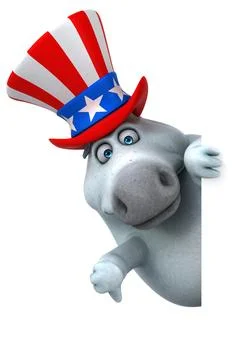 Fun 3D cartoon zebra with an uncle sam hat Stock Photos
