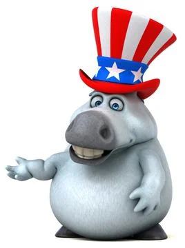 Fun 3D cartoon zebra with an uncle sam hat Stock Photos