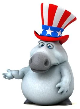 Fun 3D cartoon zebra with an uncle sam hat Stock Photos