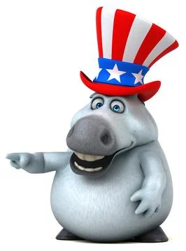 Fun 3D cartoon zebra with an uncle sam hat Stock Photos