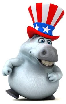 Fun 3D cartoon zebra with an uncle sam hat Stock Photos