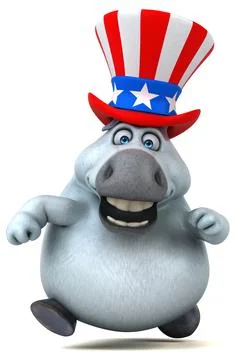 Fun 3D cartoon zebra with an uncle sam hat Stock Photos